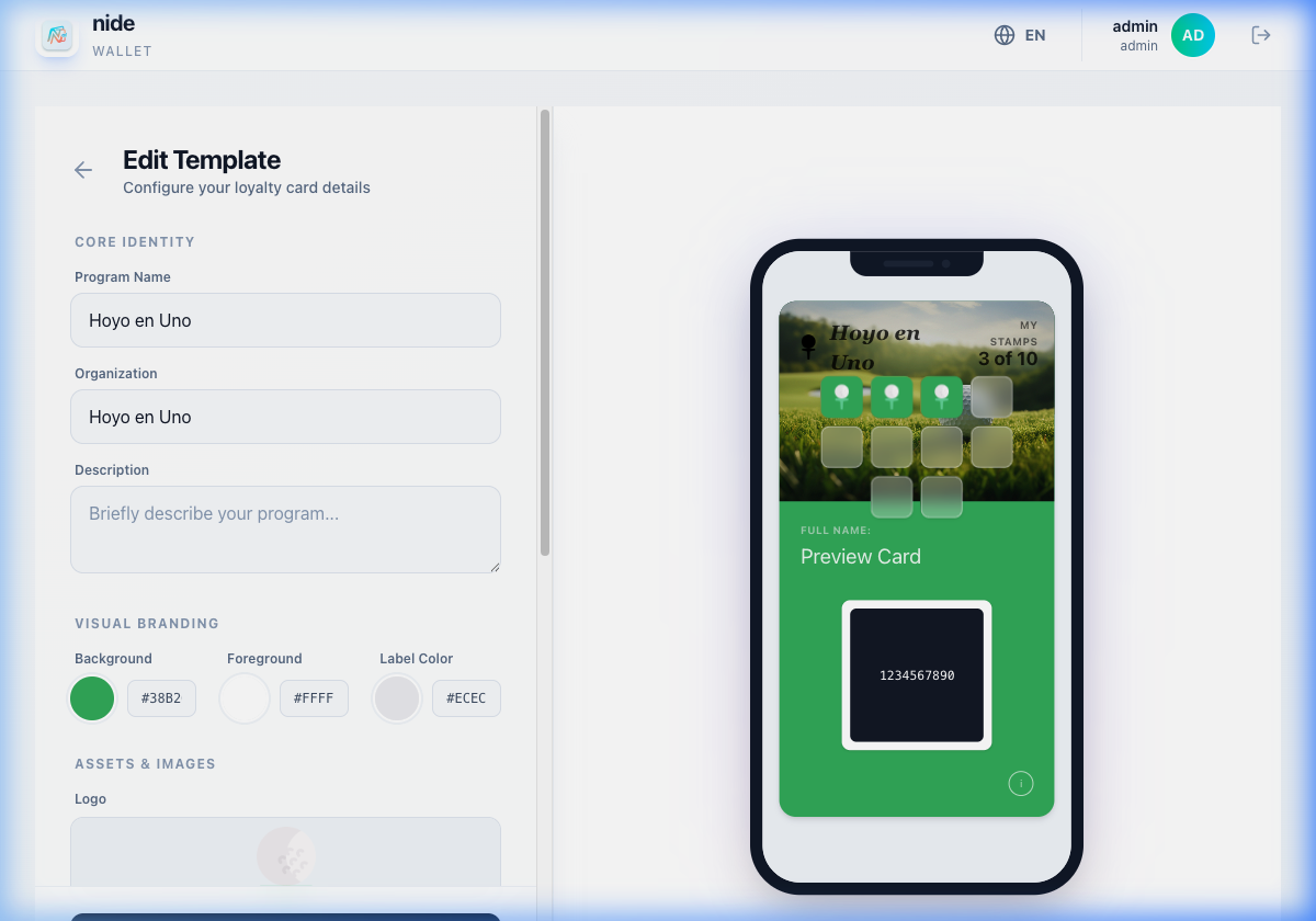 Template Editor — Design loyalty passes